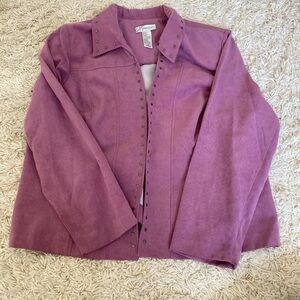 Dressbarn Faux Suede Purple Studded Jacket